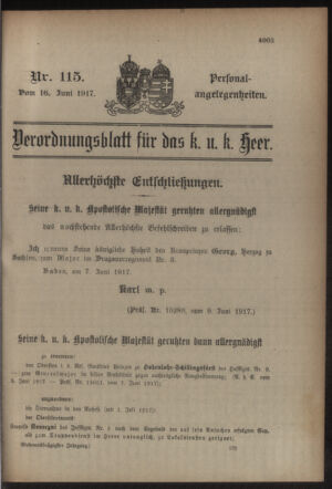 Kaiserlich-königliches Armee-Verordnungsblatt: Personal-Angelegenheiten 19170616 Seite: 47