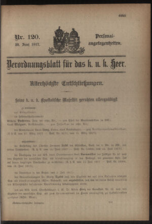 Kaiserlich-königliches Armee-Verordnungsblatt: Personal-Angelegenheiten 19170623 Seite: 43