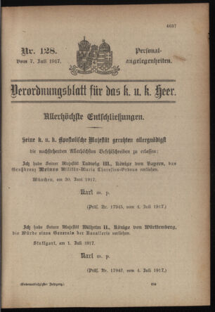 Kaiserlich-königliches Armee-Verordnungsblatt: Personal-Angelegenheiten 19170707 Seite: 67