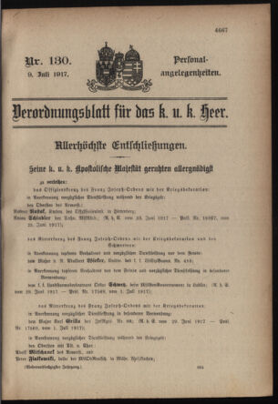 Kaiserlich-königliches Armee-Verordnungsblatt: Personal-Angelegenheiten 19170709 Seite: 13