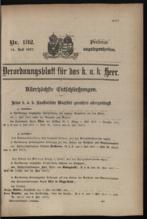 Kaiserlich-königliches Armee-Verordnungsblatt: Personal-Angelegenheiten 19170714 Seite: 1