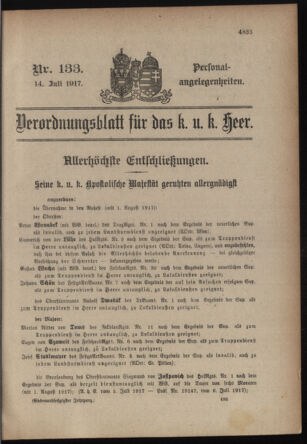 Kaiserlich-königliches Armee-Verordnungsblatt: Personal-Angelegenheiten 19170714 Seite: 57