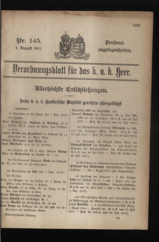 Kaiserlich-königliches Armee-Verordnungsblatt: Personal-Angelegenheiten 19170804 Seite: 1