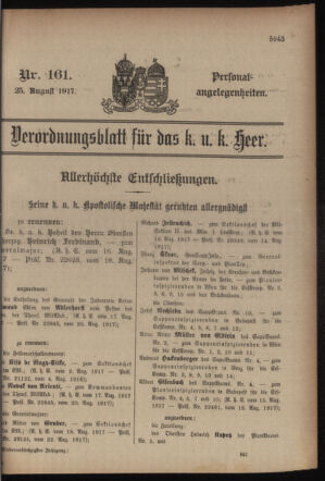 Kaiserlich-königliches Armee-Verordnungsblatt: Personal-Angelegenheiten 19170825 Seite: 33