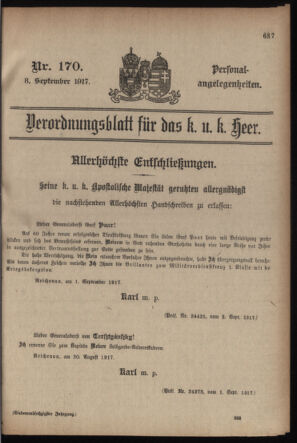 Kaiserlich-königliches Armee-Verordnungsblatt: Personal-Angelegenheiten 19170908 Seite: 49