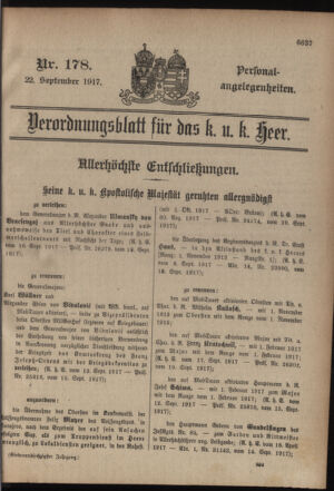 Kaiserlich-königliches Armee-Verordnungsblatt: Personal-Angelegenheiten 19170922 Seite: 45