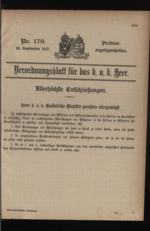 Kaiserlich-königliches Armee-Verordnungsblatt: Personal-Angelegenheiten 19170922 Seite: 57