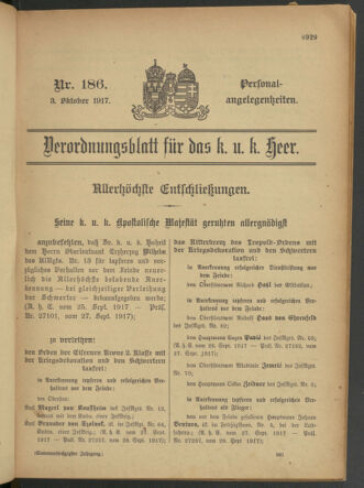 Kaiserlich-königliches Armee-Verordnungsblatt: Personal-Angelegenheiten 19171003 Seite: 1