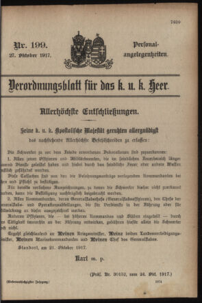 Kaiserlich-königliches Armee-Verordnungsblatt: Personal-Angelegenheiten 19171027 Seite: 1