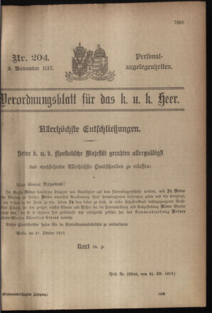 Kaiserlich-königliches Armee-Verordnungsblatt: Personal-Angelegenheiten 19171103 Seite: 1