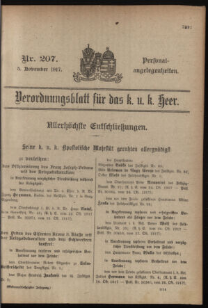 Kaiserlich-königliches Armee-Verordnungsblatt: Personal-Angelegenheiten 19171105 Seite: 1