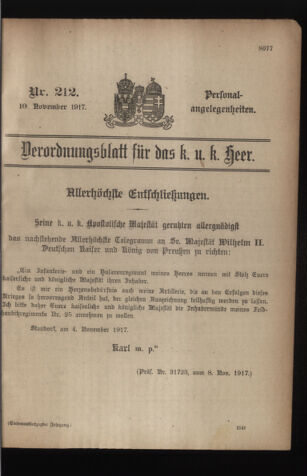 Kaiserlich-königliches Armee-Verordnungsblatt: Personal-Angelegenheiten 19171110 Seite: 71