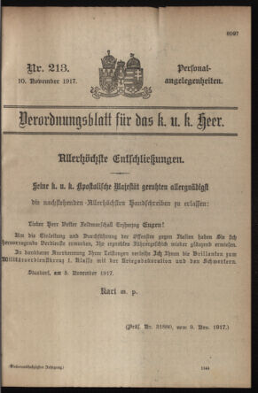 Kaiserlich-königliches Armee-Verordnungsblatt: Personal-Angelegenheiten 19171110 Seite: 91