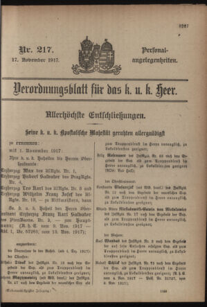 Kaiserlich-königliches Armee-Verordnungsblatt: Personal-Angelegenheiten 19171117 Seite: 55