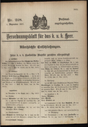 Kaiserlich-königliches Armee-Verordnungsblatt: Personal-Angelegenheiten 19171201 Seite: 1