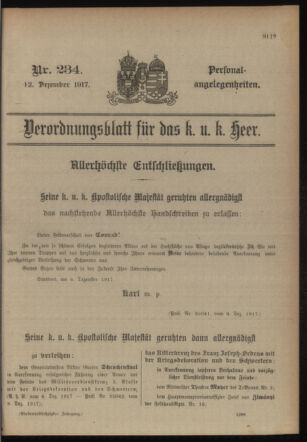 Kaiserlich-königliches Armee-Verordnungsblatt: Personal-Angelegenheiten 19171212 Seite: 1