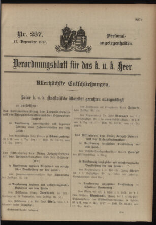 Kaiserlich-königliches Armee-Verordnungsblatt: Personal-Angelegenheiten 19171217 Seite: 1