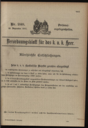 Kaiserlich-königliches Armee-Verordnungsblatt: Personal-Angelegenheiten 19171222 Seite: 1