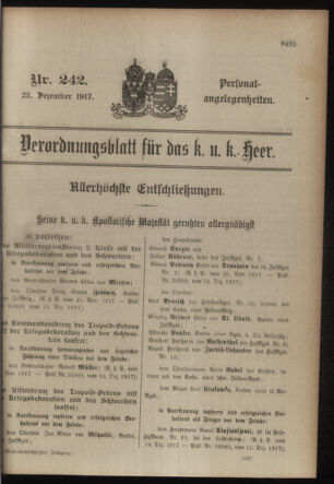 Kaiserlich-königliches Armee-Verordnungsblatt: Personal-Angelegenheiten 19171222 Seite: 31