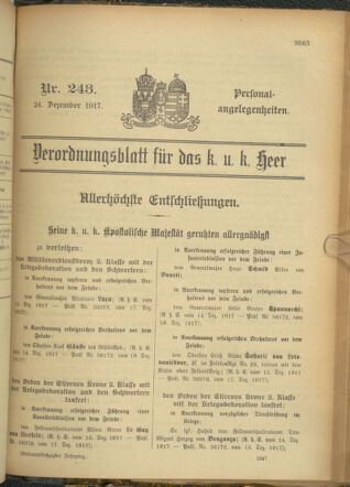 Kaiserlich-königliches Armee-Verordnungsblatt: Personal-Angelegenheiten 19171224 Seite: 1