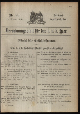 Kaiserlich-königliches Armee-Verordnungsblatt: Personal-Angelegenheiten 19180211 Seite: 1