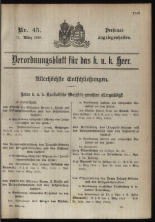 Kaiserlich-königliches Armee-Verordnungsblatt: Personal-Angelegenheiten 19180311 Seite: 1