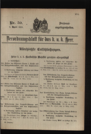 Kaiserlich-königliches Armee-Verordnungsblatt: Personal-Angelegenheiten 19180406 Seite: 1