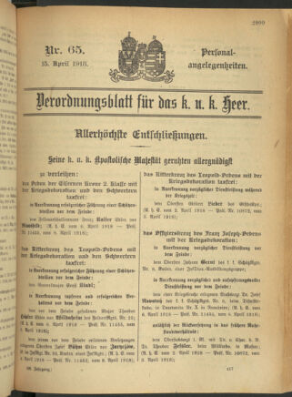 Kaiserlich-königliches Armee-Verordnungsblatt: Personal-Angelegenheiten 19180415 Seite: 1