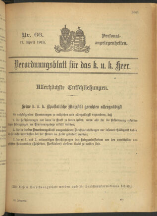 Kaiserlich-königliches Armee-Verordnungsblatt: Personal-Angelegenheiten 19180417 Seite: 1