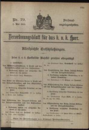 Kaiserlich-königliches Armee-Verordnungsblatt: Personal-Angelegenheiten 19180508 Seite: 1