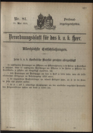 Kaiserlich-königliches Armee-Verordnungsblatt: Personal-Angelegenheiten 19180511 Seite: 11