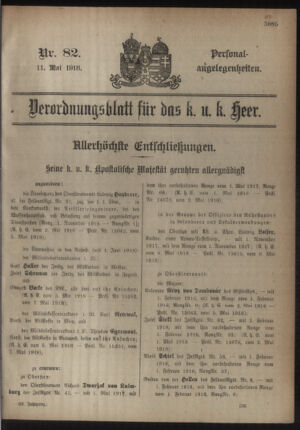 Kaiserlich-königliches Armee-Verordnungsblatt: Personal-Angelegenheiten 19180511 Seite: 19