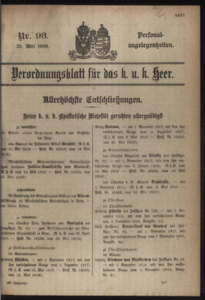 Kaiserlich-königliches Armee-Verordnungsblatt: Personal-Angelegenheiten 19180525 Seite: 17