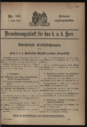 Kaiserlich-königliches Armee-Verordnungsblatt: Personal-Angelegenheiten 19180601 Seite: 1