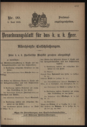 Kaiserlich-königliches Armee-Verordnungsblatt: Personal-Angelegenheiten 19180605 Seite: 1