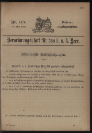 Kaiserlich-königliches Armee-Verordnungsblatt: Personal-Angelegenheiten 19180706 Seite: 45