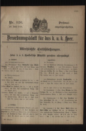 Kaiserlich-königliches Armee-Verordnungsblatt: Personal-Angelegenheiten 19180720 Seite: 1