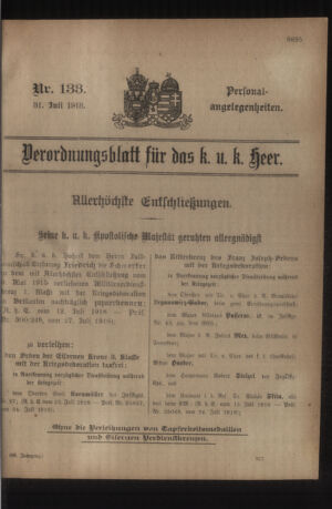 Kaiserlich-königliches Armee-Verordnungsblatt: Personal-Angelegenheiten 19180731 Seite: 1