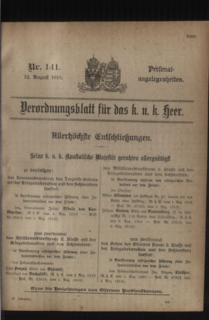 Kaiserlich-königliches Armee-Verordnungsblatt: Personal-Angelegenheiten 19180812 Seite: 39