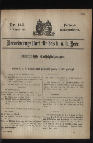 Kaiserlich-königliches Armee-Verordnungsblatt: Personal-Angelegenheiten 19180817 Seite: 13