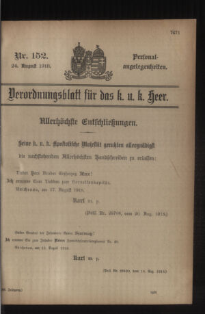 Kaiserlich-königliches Armee-Verordnungsblatt: Personal-Angelegenheiten 19180824 Seite: 11