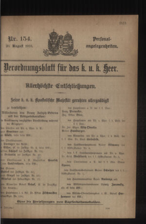 Kaiserlich-königliches Armee-Verordnungsblatt: Personal-Angelegenheiten 19180828 Seite: 1