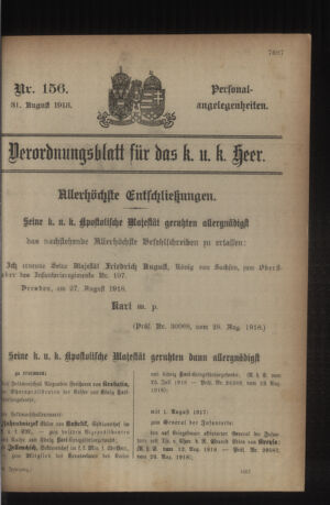 Kaiserlich-königliches Armee-Verordnungsblatt: Personal-Angelegenheiten 19180831 Seite: 15