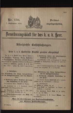 Kaiserlich-königliches Armee-Verordnungsblatt: Personal-Angelegenheiten 19180907 Seite: 1