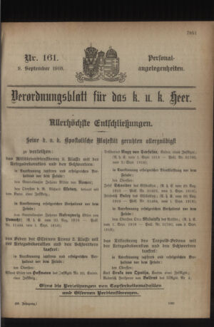 Kaiserlich-königliches Armee-Verordnungsblatt: Personal-Angelegenheiten 19180909 Seite: 1