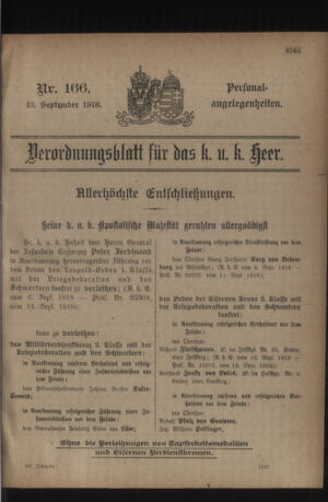 Kaiserlich-königliches Armee-Verordnungsblatt: Personal-Angelegenheiten 19180918 Seite: 1