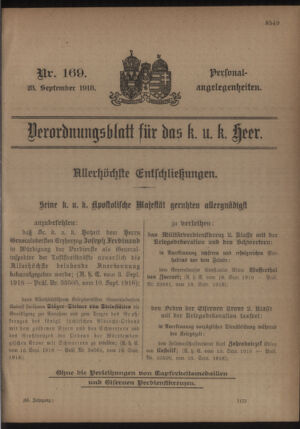 Kaiserlich-königliches Armee-Verordnungsblatt: Personal-Angelegenheiten 19180923 Seite: 1