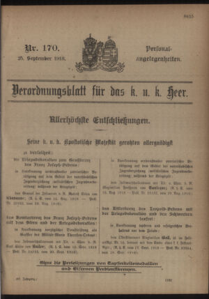 Kaiserlich-königliches Armee-Verordnungsblatt: Personal-Angelegenheiten 19180925 Seite: 1