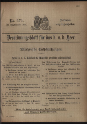 Kaiserlich-königliches Armee-Verordnungsblatt: Personal-Angelegenheiten 19180928 Seite: 1