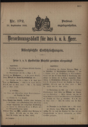 Kaiserlich-königliches Armee-Verordnungsblatt: Personal-Angelegenheiten 19180928 Seite: 11